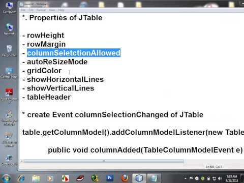 05 Jtable, property of JTable