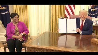 JUST IN: President Trump surprises Alice Johnson with full pardon