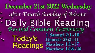 Revised Common Lectionary: Dec. 21, 2022. Wednesday's Daily Bible Reading