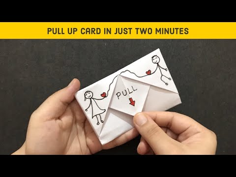 DIY Pull Tab Origami Envelop Card Tutorial |  Anniversary Pull Up Card