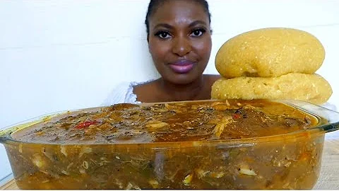 Asmr mukbang ogbono soup with garri fufu
