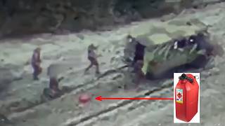 Russian Soldiers Burn Down Their Own Vehicle