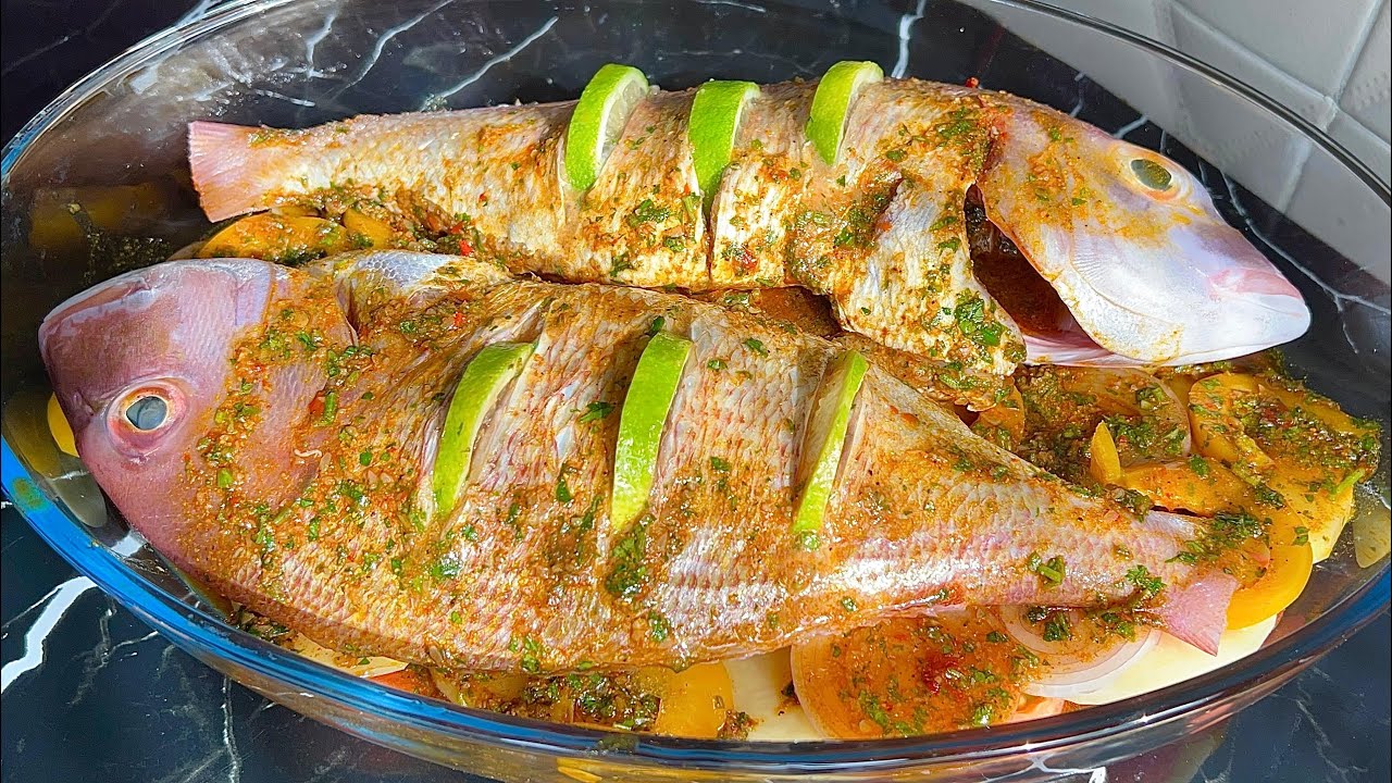 سمك الباجو في الفرن مع الخضر على الطريقة المغربية 😋