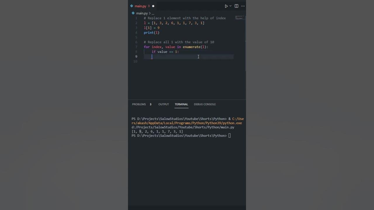 Replace element in a list python for freshers python interview question ...