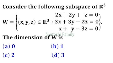 dimension of subspace W of r3 rank nullity theorem Linear Algebra MCQ IISER IIT Jam 2012 Mathematics