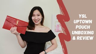$428 YSL CROC-EFFECT UPTOWN POUCH UNBOXING & REVIEW, WHAT FITS, MOD SHOTS  🐊 YSL包包开箱测评+改造+上身试背