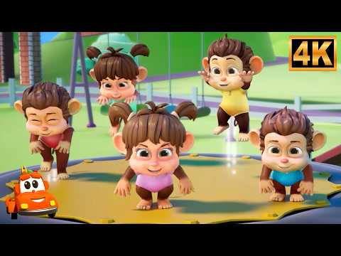 5 Pyaare Bandar Palang Pe Kud Rahe The, पाँच प्यारे बंदर, Hindi Nursery Rhymes by Hector The Tractor