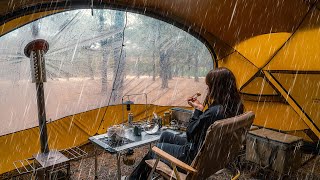 Camping in the Rain | Camping Alone in a pine forest where it rains 24 hours all day
