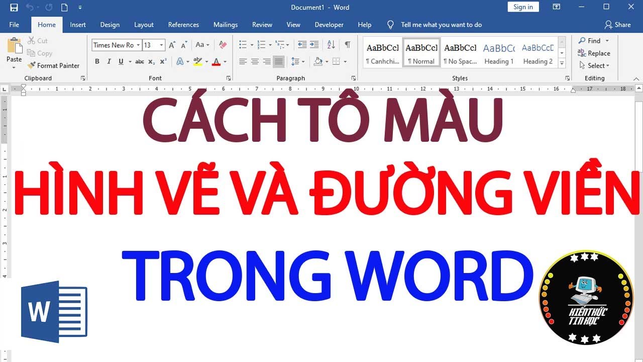Cách tô màu cho hình vẽ và đường viền trong word - youtube