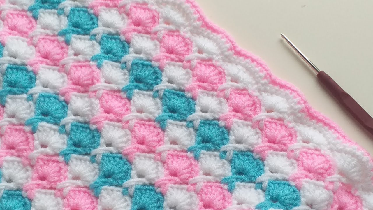 SUBTİTLED TIĞ İŞİ BEBEK BATTANİYEBATTANIYESİ/CROCHET BABY BLANKET EASY