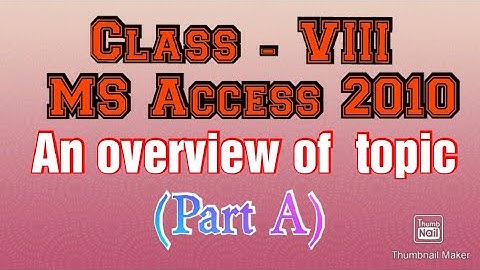 Class 8 | Working With MS Access 2010