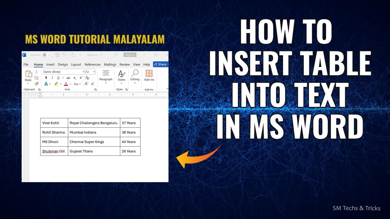 How To Insert Table to Texts in the MS Word||How To Create Table In Ms ...