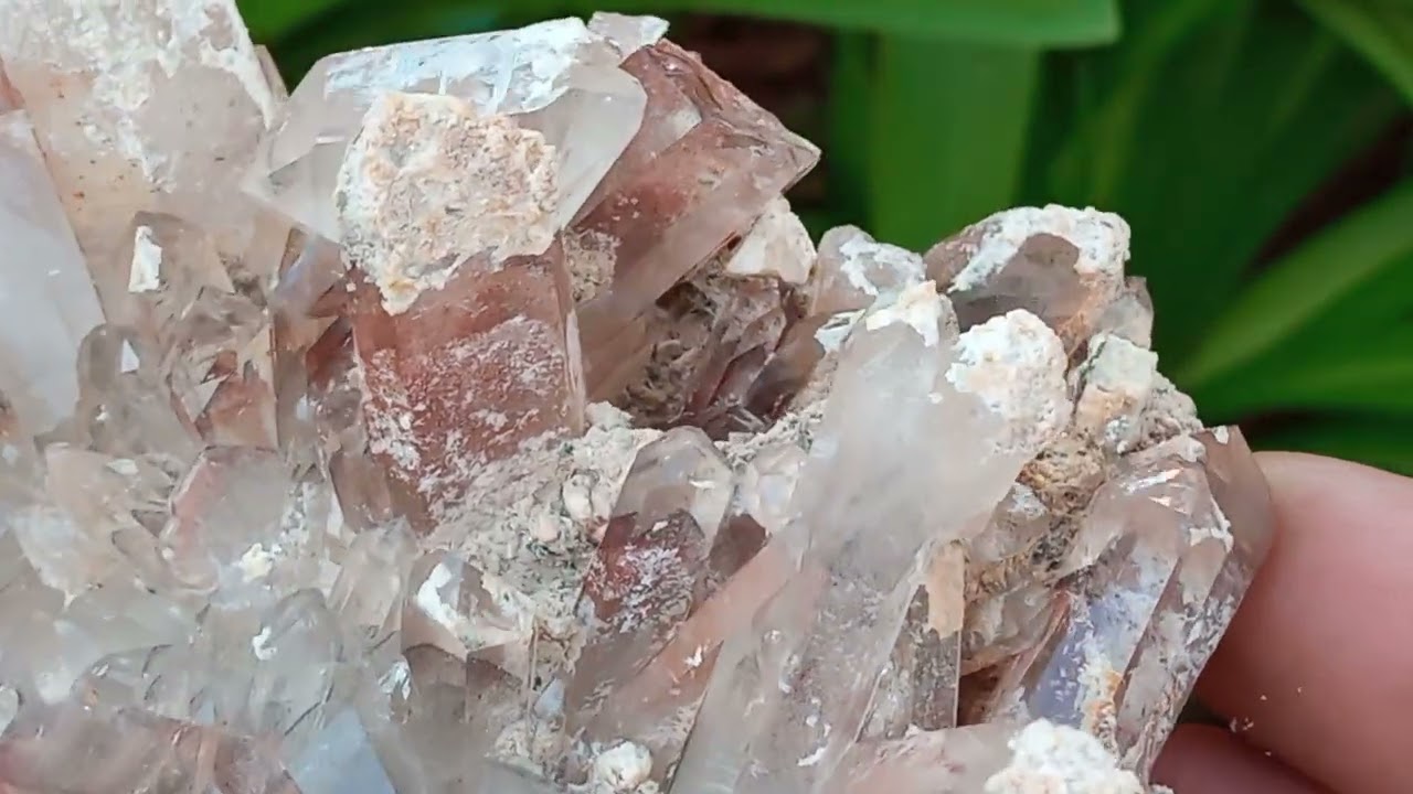 5127 amethyst and hematite included quartz cluster