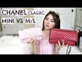 WHICH☝️?? 🤔CHANEL MINI VS M/L CLASSIC FLAP💕CHATTY WIMB, REVIEW & COMPARISON!