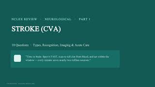 Stroke (CVA) Part 1 (Types, Recognition and Acute Care)