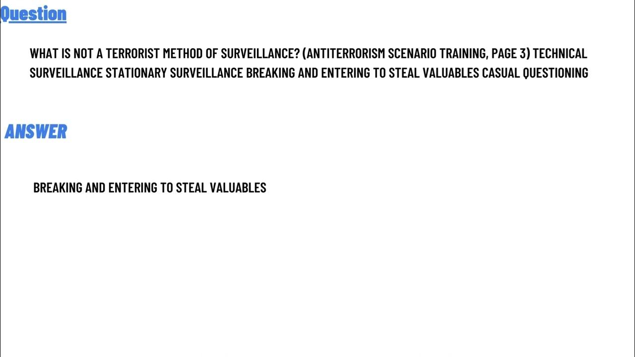 Which Is Not A Terrorist Method Of Surveillance