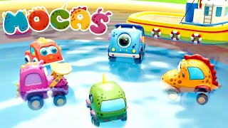 Mocas Cars In The Pool | Baby Cartoons & Videos For Kids | Mocas - Little Monster Cars