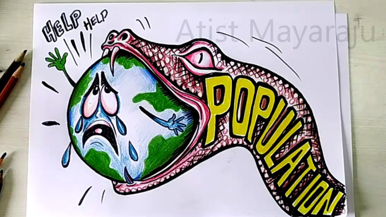 world population day drawing / world population day poster drawing ...