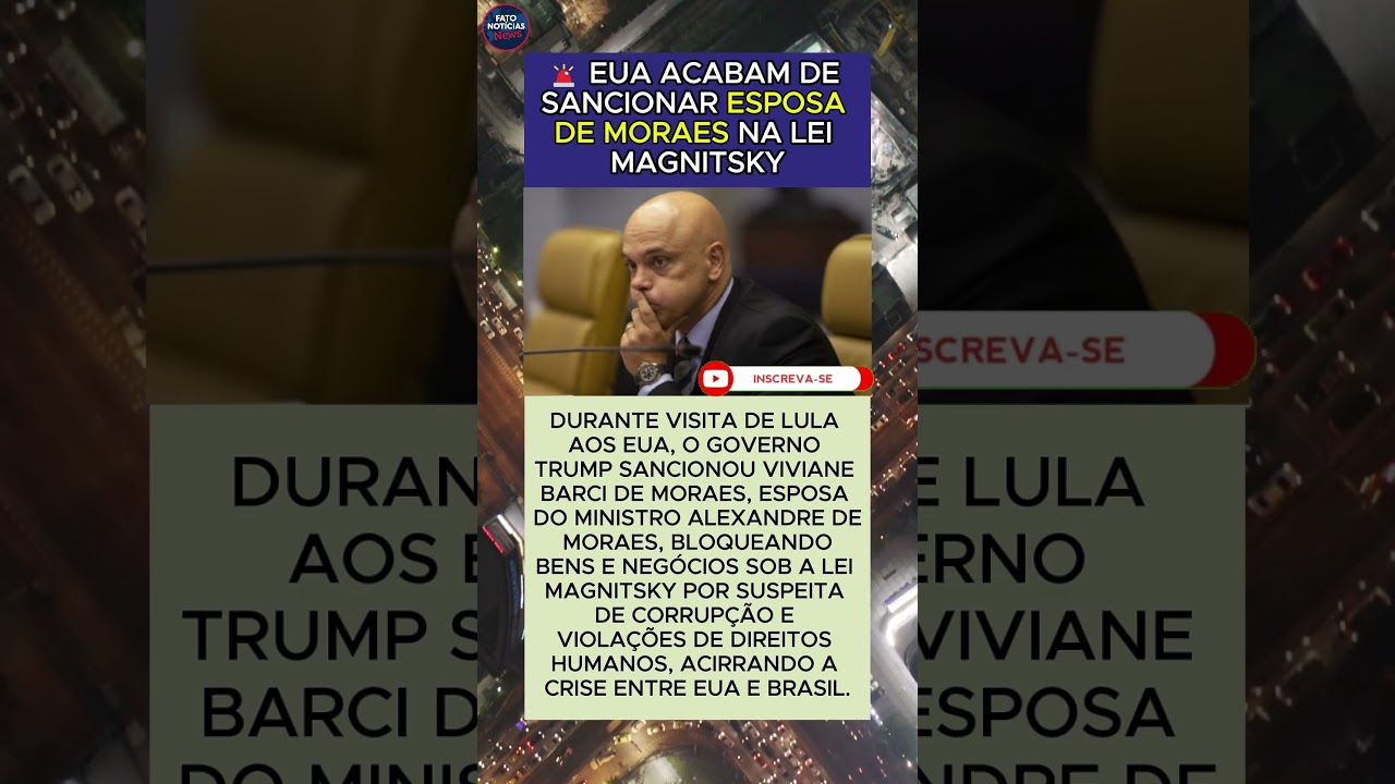 🚨 EUA ACABAM DE SANCIONAR ESPOSA DE MORAES NA LEI MAGNITSKY 