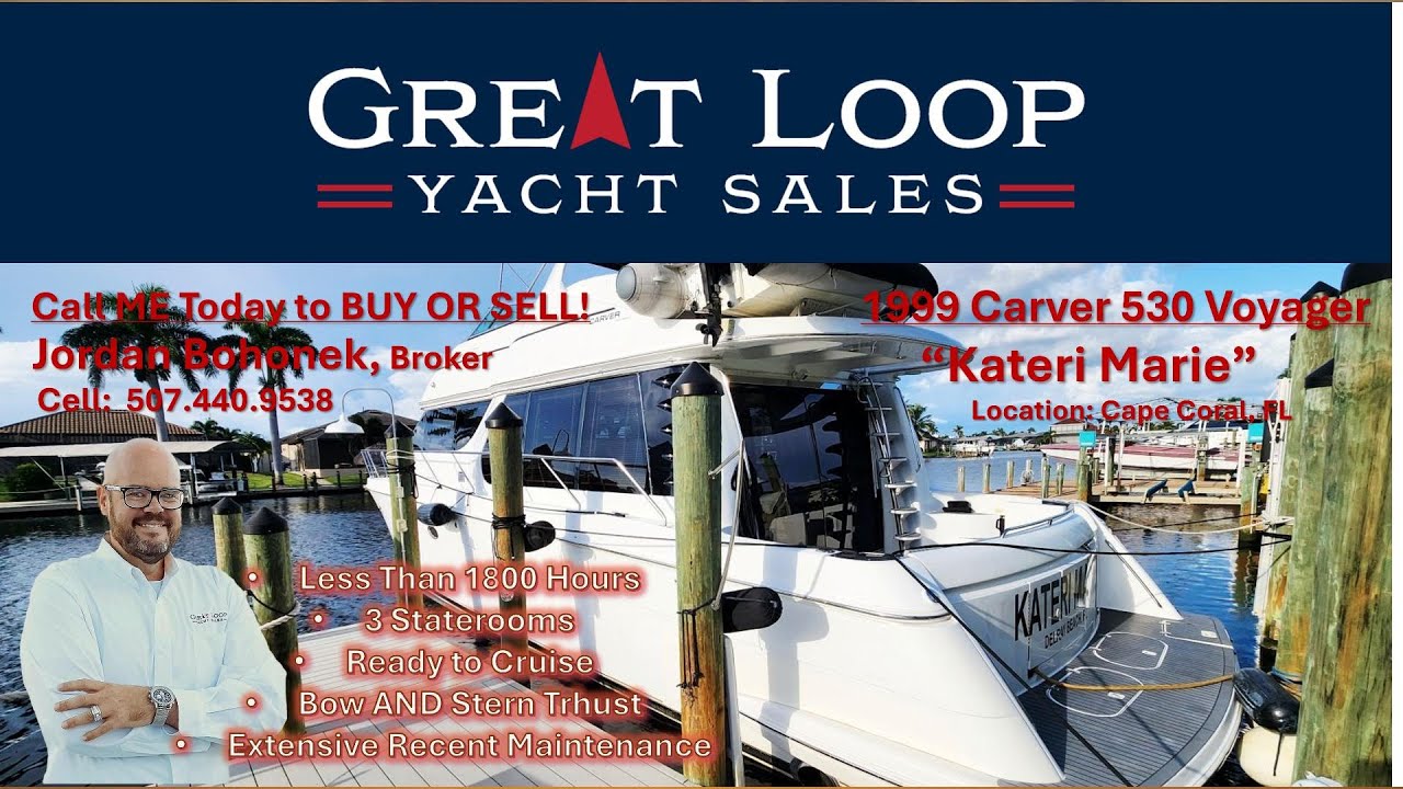 1999 Carver 530 Voyager Pilothouse "Kateri Marie" - Cape Coral, FL - Price $274,900