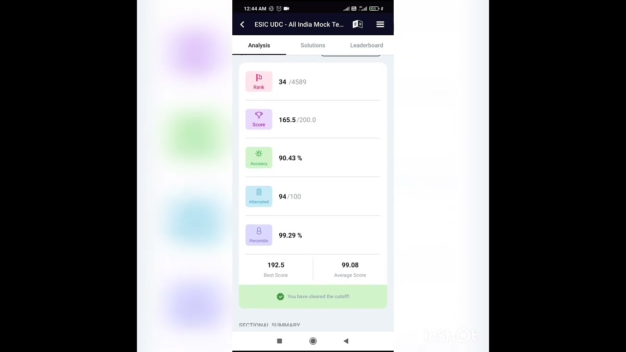 ESIC UDC - All India Mock Test I | My result  | 