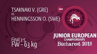 BRONZE FW - 63 kg: O. HENNINGSSON (SWE) df. V. TSAKNAKI (GRE) by FALL, 4-0 Profile