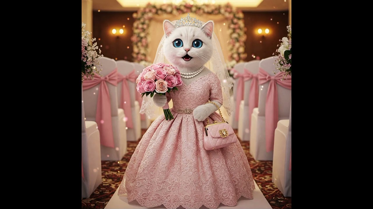 lovely bride in a beautiful pink dress