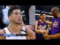 Devin Booker holding back tears after the 24 second runoff to honor Kobe Bryant