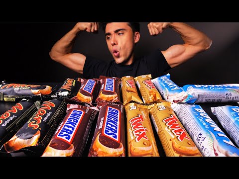ASMR CANDY ICE CREAM BARS SNICKERS MARS BOUNTY TWIX CHOCOLATE PARTY 리얼사운드 먹방 Eating Sounds 