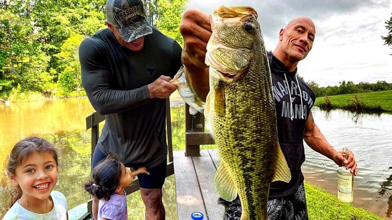 Wow, Dwayne The Rock Johnson raising fish with daughters at his farm