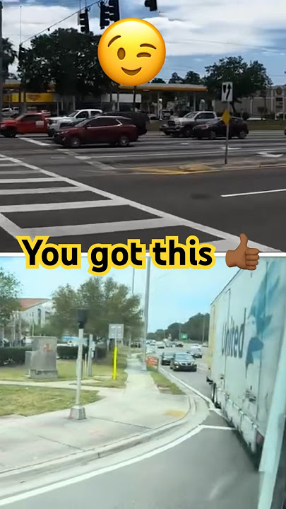 Semi truck making proper right turn  [ tampa,Fl ] #viral #shorts #new #tutorial ￼