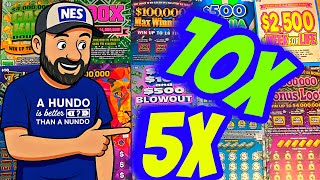 We Found 10X and 5X Multipliers - MASS LOTTERY Scratch Tickets