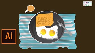 Information Breakfast -vector illustration tutorial- Adobe Illustrator Guide