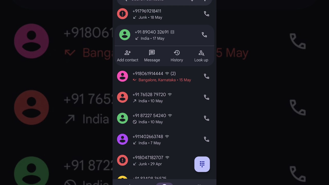 Google Phone app | Unknown Phone lookup 