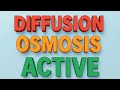 Diffusion, Osmosis and Active Transport [Biology]