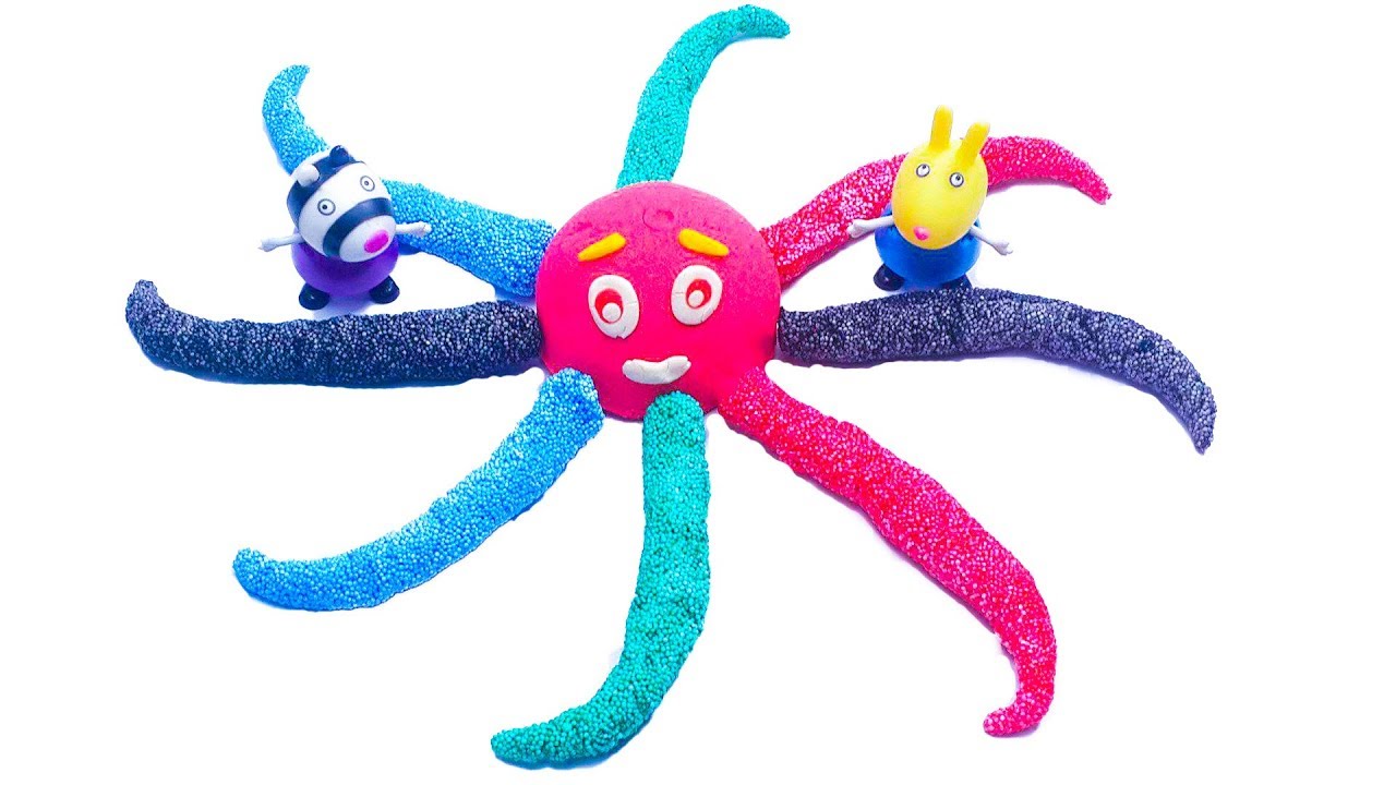 Learn Colors  Kinetc Sand Octopus With Play Foam For Kids!Kinetic Sand Vs Sticky Play Foam!Kidsvideo