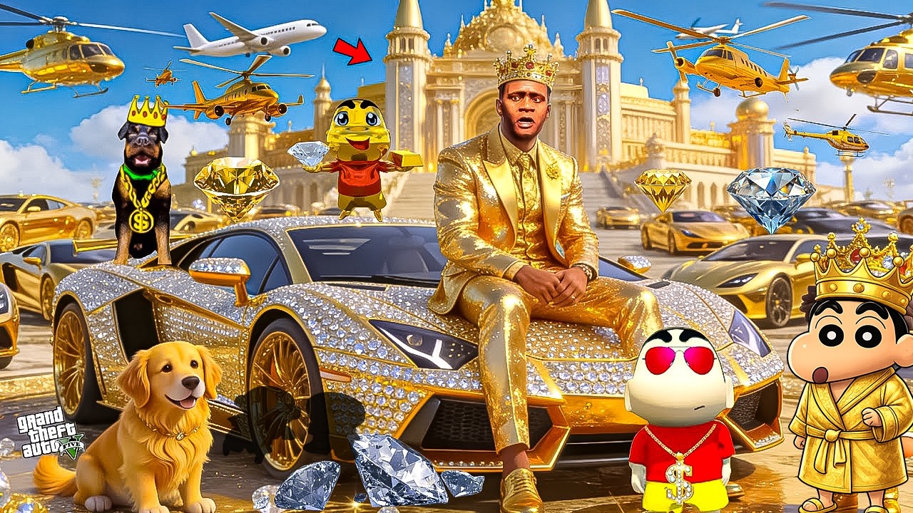 Franklin And Shinchan Touch Anything Become Gold & Diamond in GTA 5 in Telugu