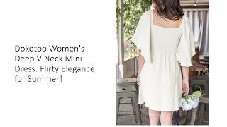Dokotoo Women's Deep V Neck Mini Dress: Flirty Elegance for Summer!