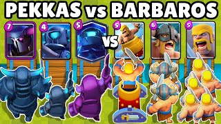 PEKKAS vs BARBARIANS | SUPER MINI PEKKKA vs BARBARIANS LAUNCHER | CLASH ROYALE