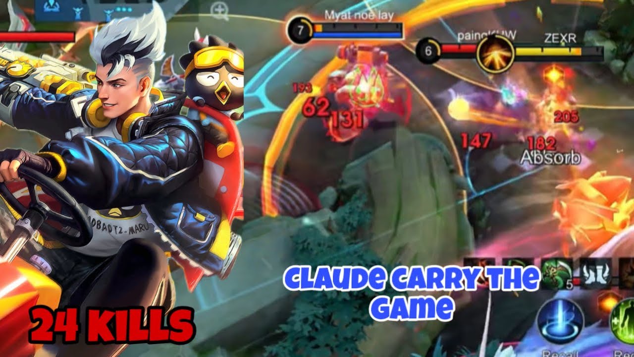 24 KILLS | CLAUDE CARRY GAME SENDIRIAN | GOLD LANE TERKUAT DI LAND OF DAWN | MLBB