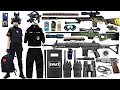 Special police weapon toy set unboxing, M24 sniper rifle,tactical helmet,Glock pistol,submachine gun
