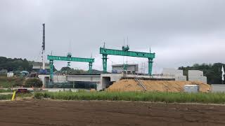 Eランプ橋上部工事　門構架設　G5桁セグメント引出し接合　茨城県行方市　2020年6月4日