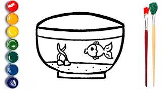 Drawing Fish | How to Draw a Fish in an Aquarium | Coloring, Painting and Drawing Step by Step