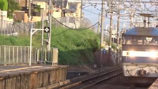 EF210-166牽引貨物列車　魚住駅通過