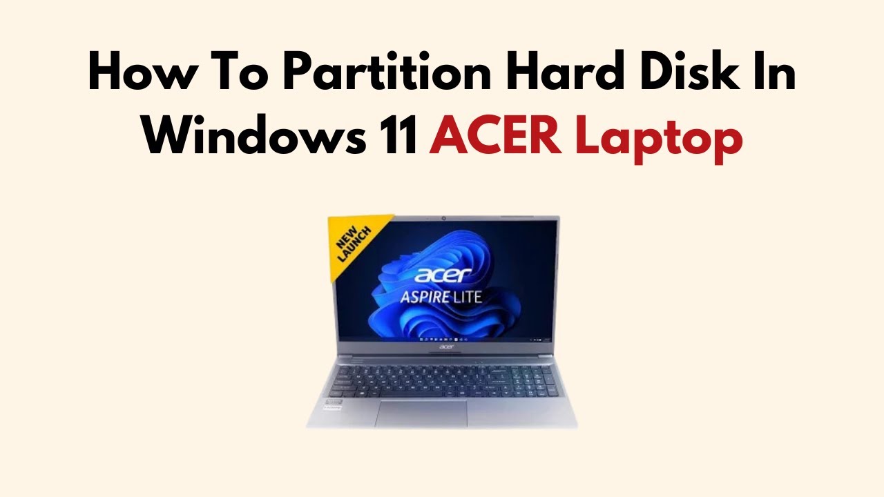 How To Partition Hard Disk In Windows 11 ACER Laptop - YouTube