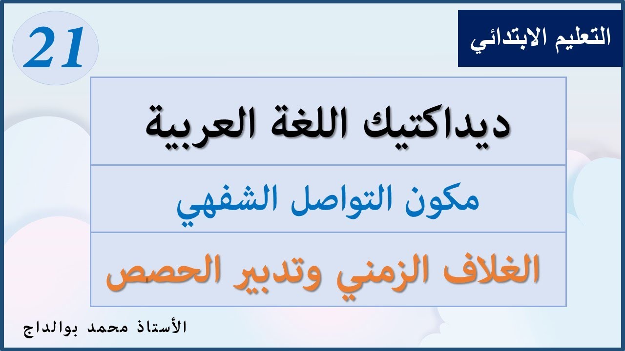 ديداكتيك اللغة العربية: 21- تدبير حصص مكون  التواصل الشفهي