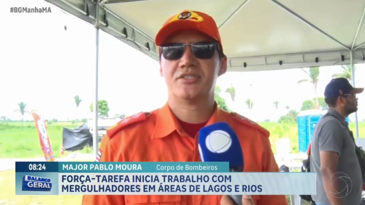 Força-tarefa inicia trabalho com mergulhadores em áreas de lagos e rios, em Bacabal MA.