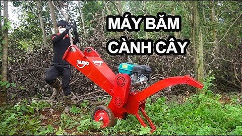 máy băm cành cây mini chạy động cơ xăng băm dọn vườn, video máy băm cây takyo tk65 băm cành lọc sống