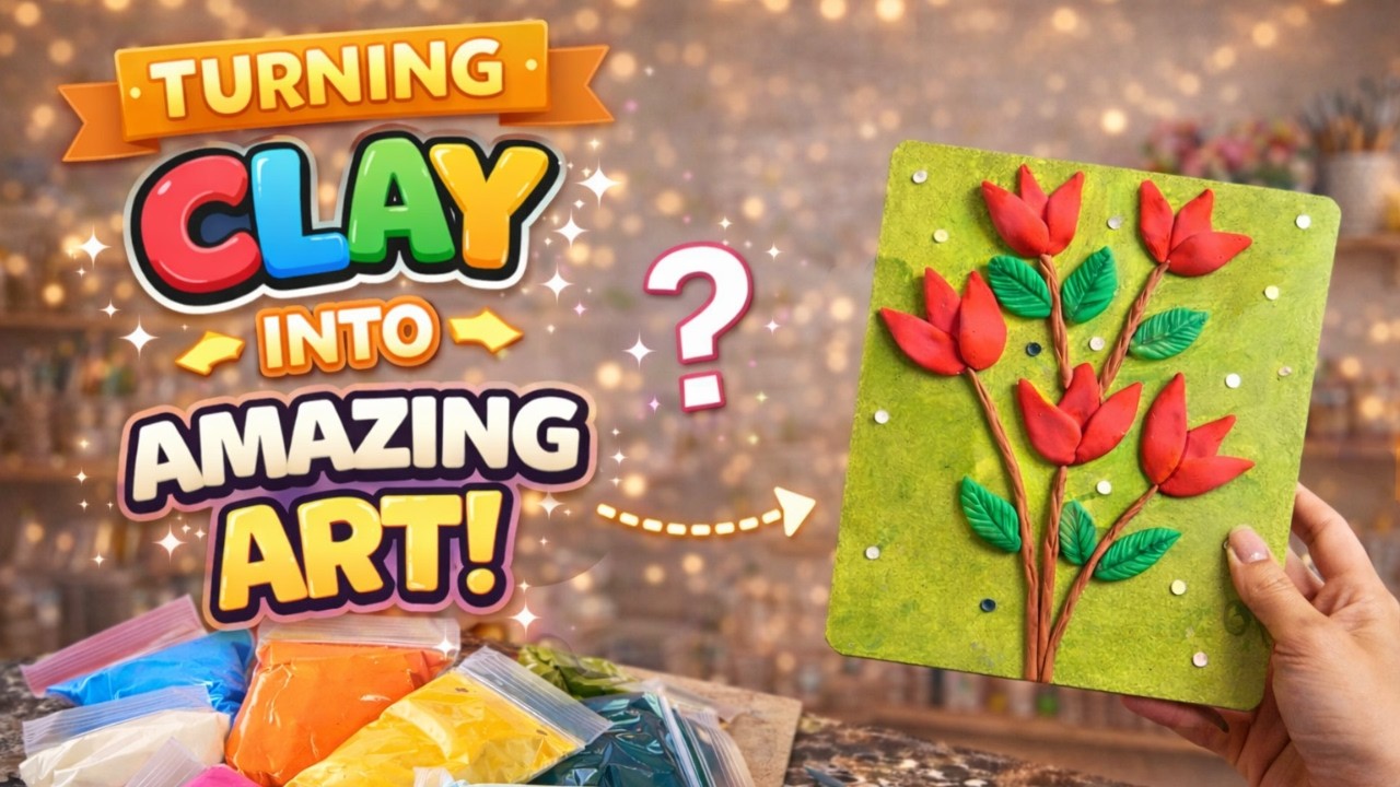 Handmade Clay Flower Design 🌷 | Satisfying Air Dry Clay Art | Turning Simple Clay into Stunning Art