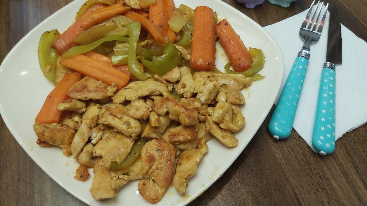 وجبه للرجيم بصدر الدجاج والخضار والطعم روعه